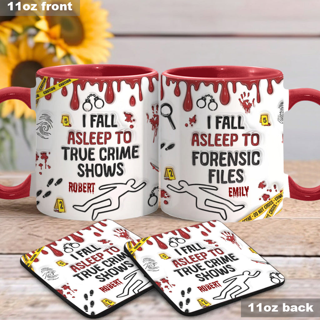 Ich schlafe zu True-Crime-Sendungen/Podcasts ein – personalisierte Tasse mit Akzent