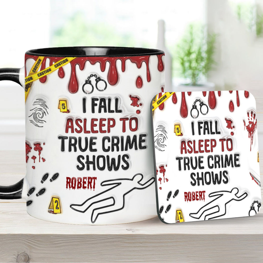 Ich schlafe zu True-Crime-Sendungen/Podcasts ein – personalisierte Tasse mit Akzent