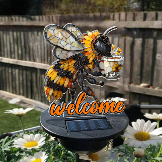 Willkommen Biene – Personalisierte Garten-Solarleuchte