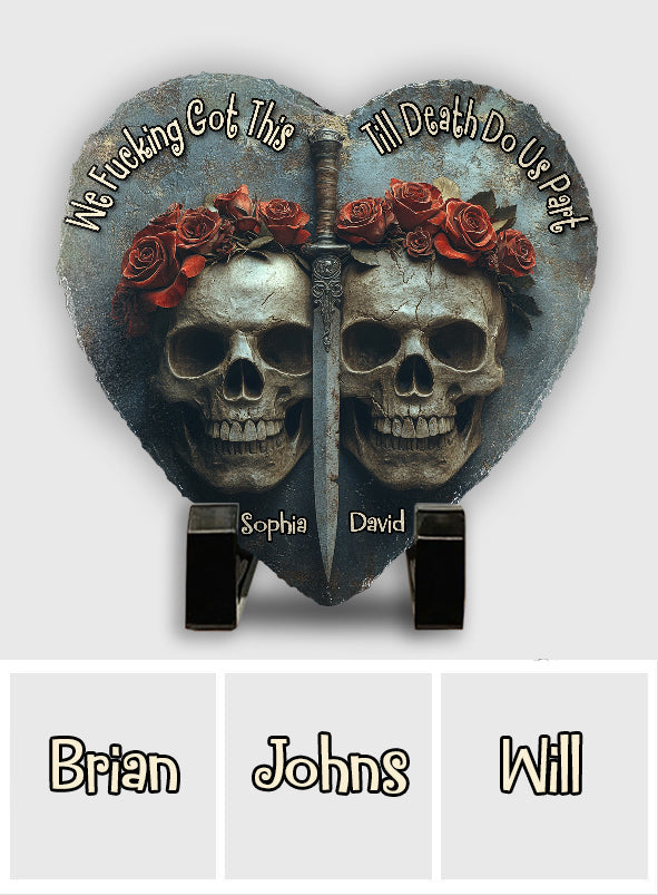 Wir schaffen das, bis dass der Tod uns scheidet – personalisierter herzförmiger Stein für Paare