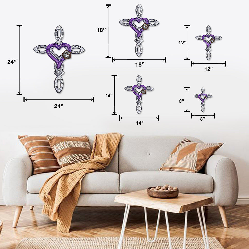 Rustikales Hufeisenkreuz – personalisiertes Schild aus Metall mit Pferdemotiv