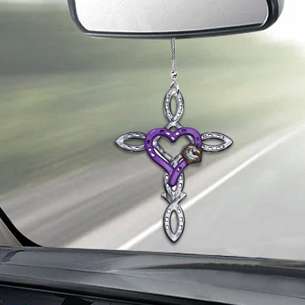 Rustikales Hufeisenkreuz – Personalisierter Pferdeanhänger fürs Auto