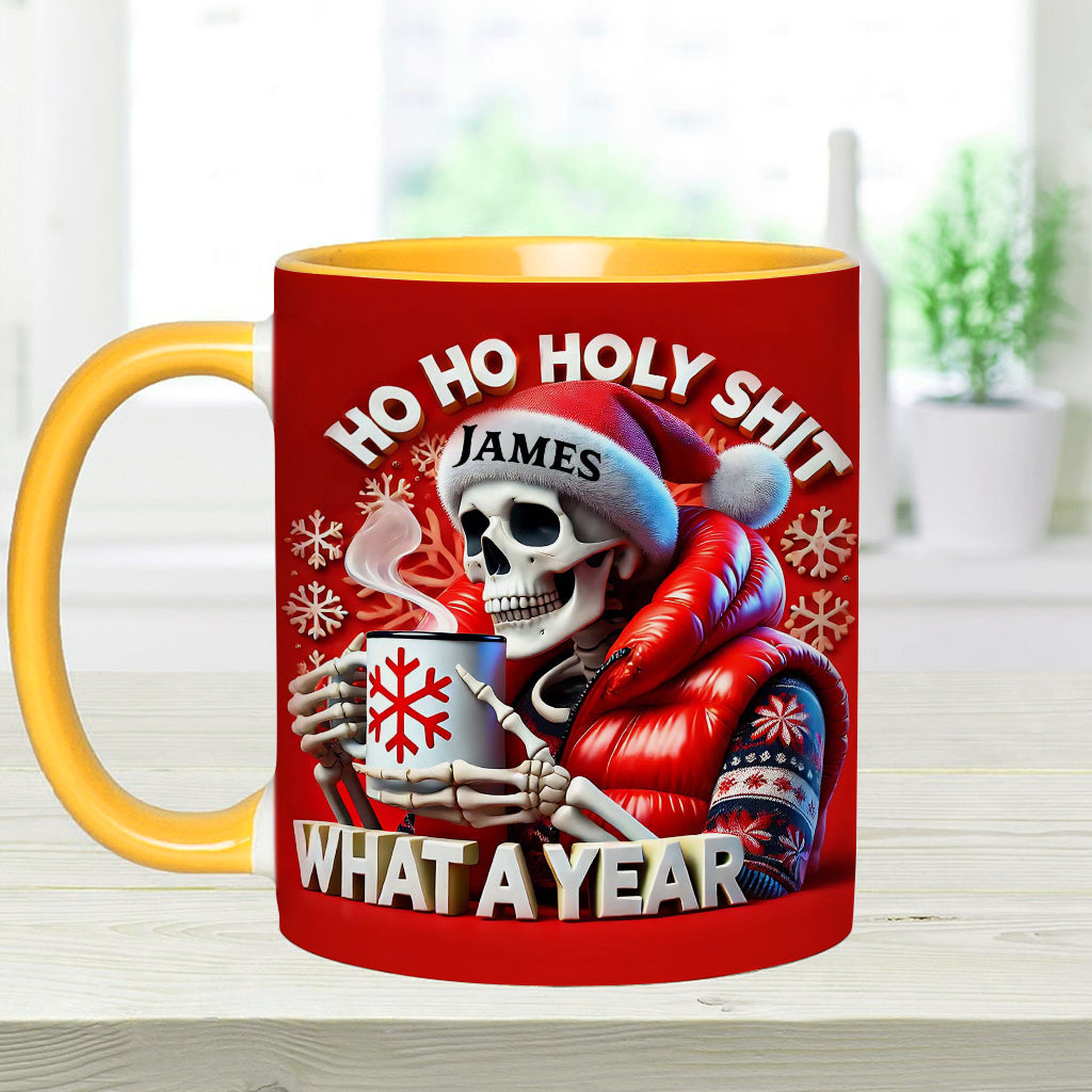Ho Ho Holy Sh*t What A Year - Personalized Skull Accent Mug