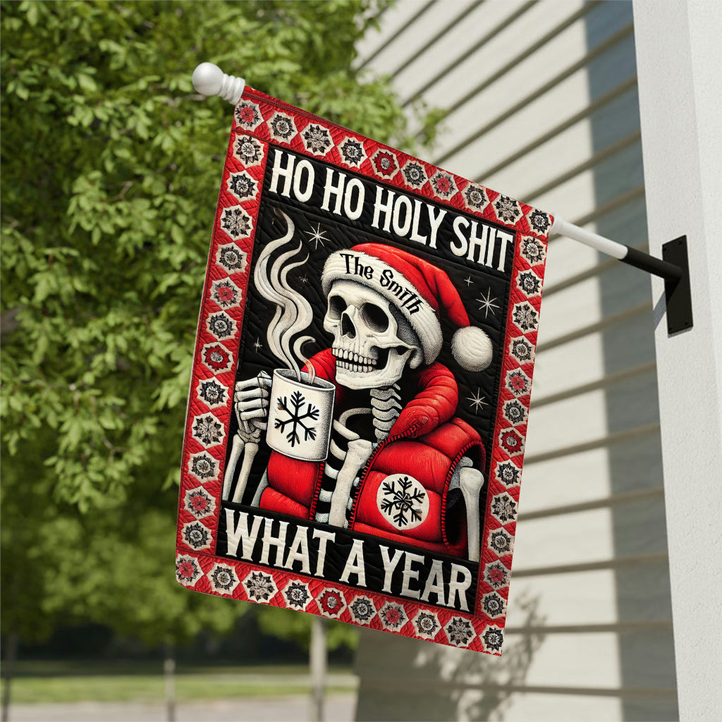 Ho Ho Holy Sh*t What A Year - Personalized Skull Garden Flag