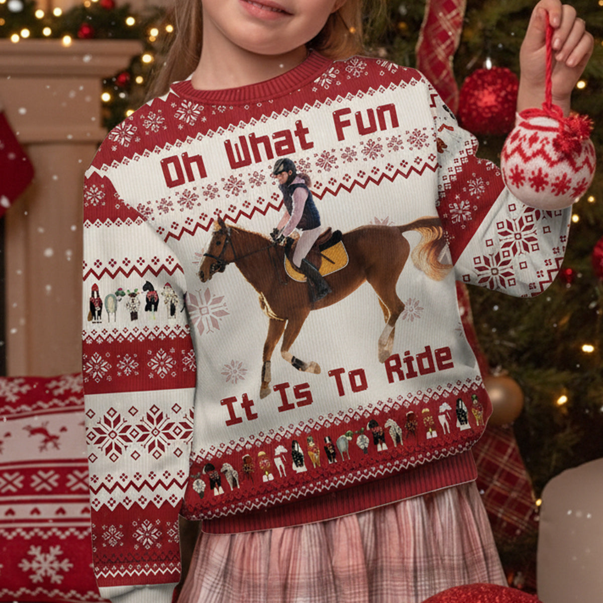 Oh, wie viel Spaß es macht zu reiten! Weihnachtsgeschenk für Pferdeliebhaber – personalisierter Pferdepullover