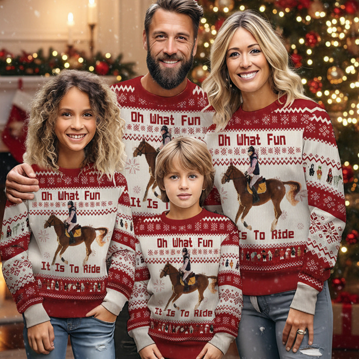 Oh, wie viel Spaß es macht zu reiten! Weihnachtsgeschenk für Pferdeliebhaber – personalisierter Pferdepullover
