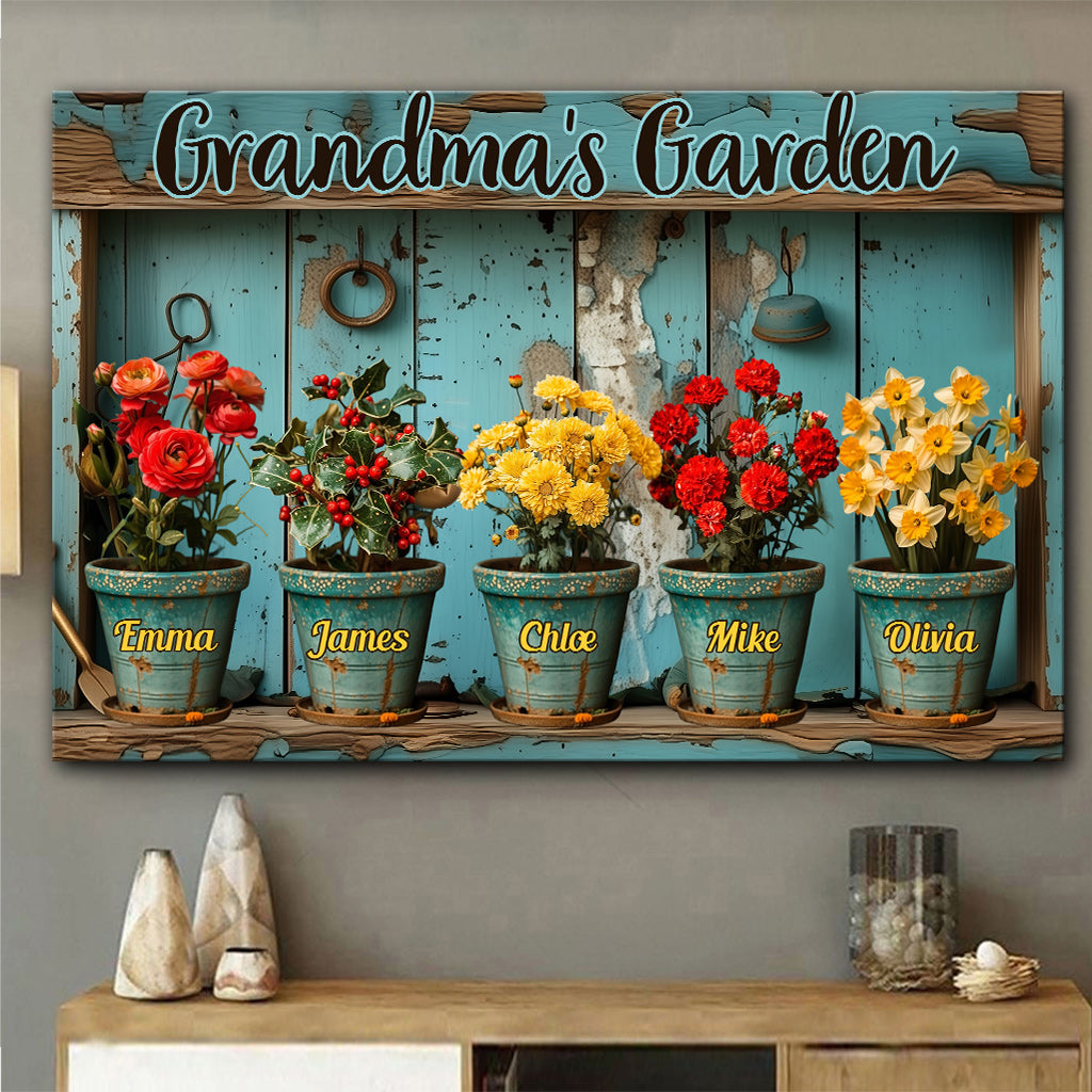 Omas/Mamas ... Geburtsblumengarten – Personalisierte Leinwand und Poster zum Thema Gartenarbeit