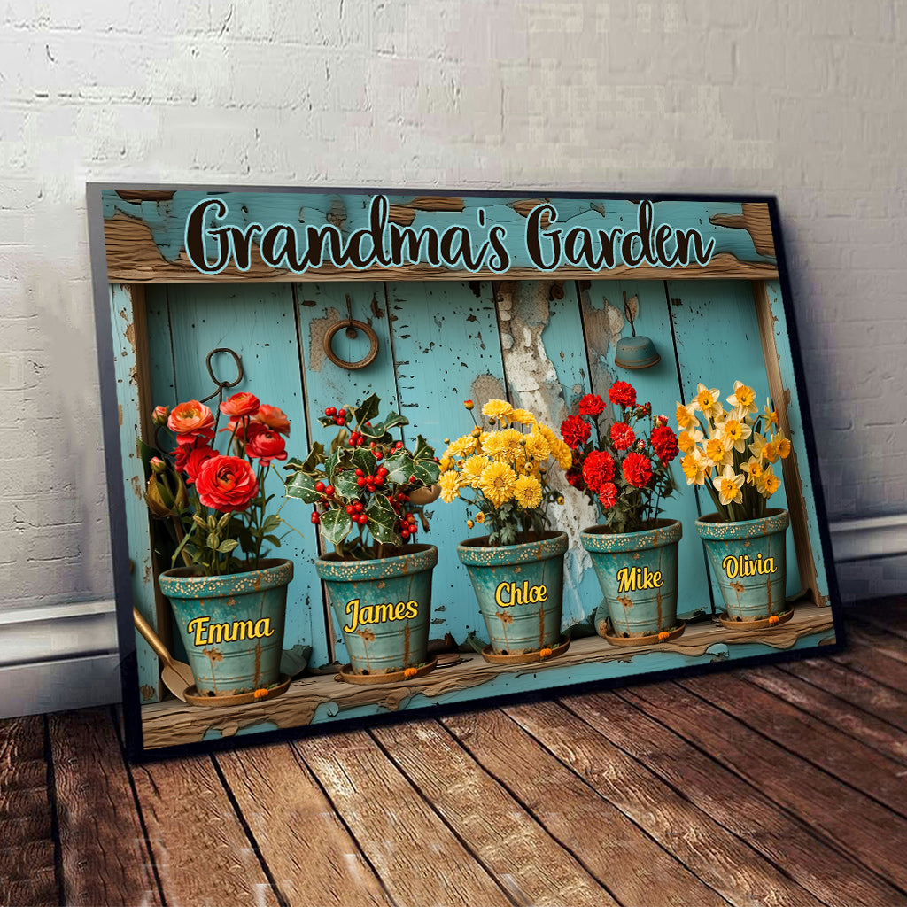 Omas/Mamas ... Geburtsblumengarten – Personalisierte Leinwand und Poster zum Thema Gartenarbeit