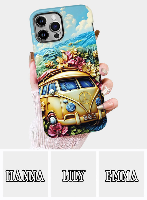 Floral Van Peace Sign - Personalized Hippie Full Print Phone Case