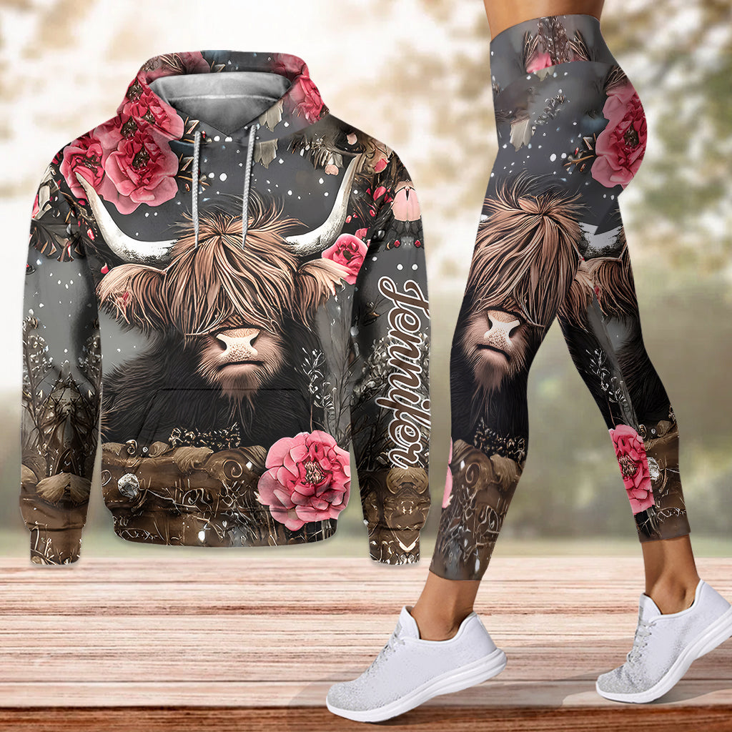 Love Highland Cows - Personalized Highland Cow Hoodie and Leggings