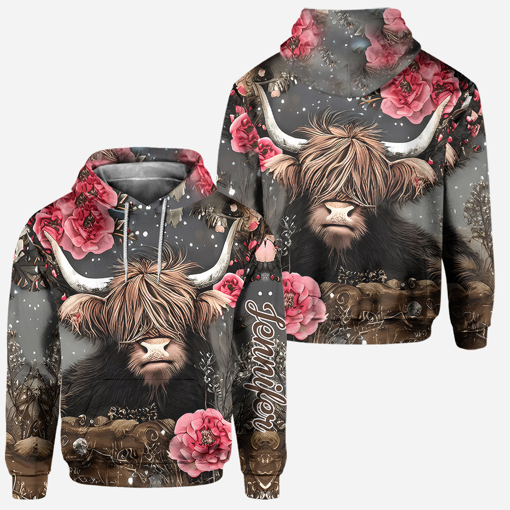 Love Highland Cows - Personalized Highland Cow Hoodie and Leggings