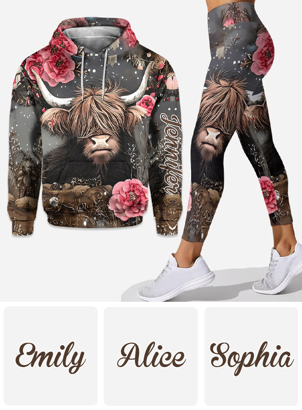 Love Highland Cows - Personalized Highland Cow Hoodie and Leggings