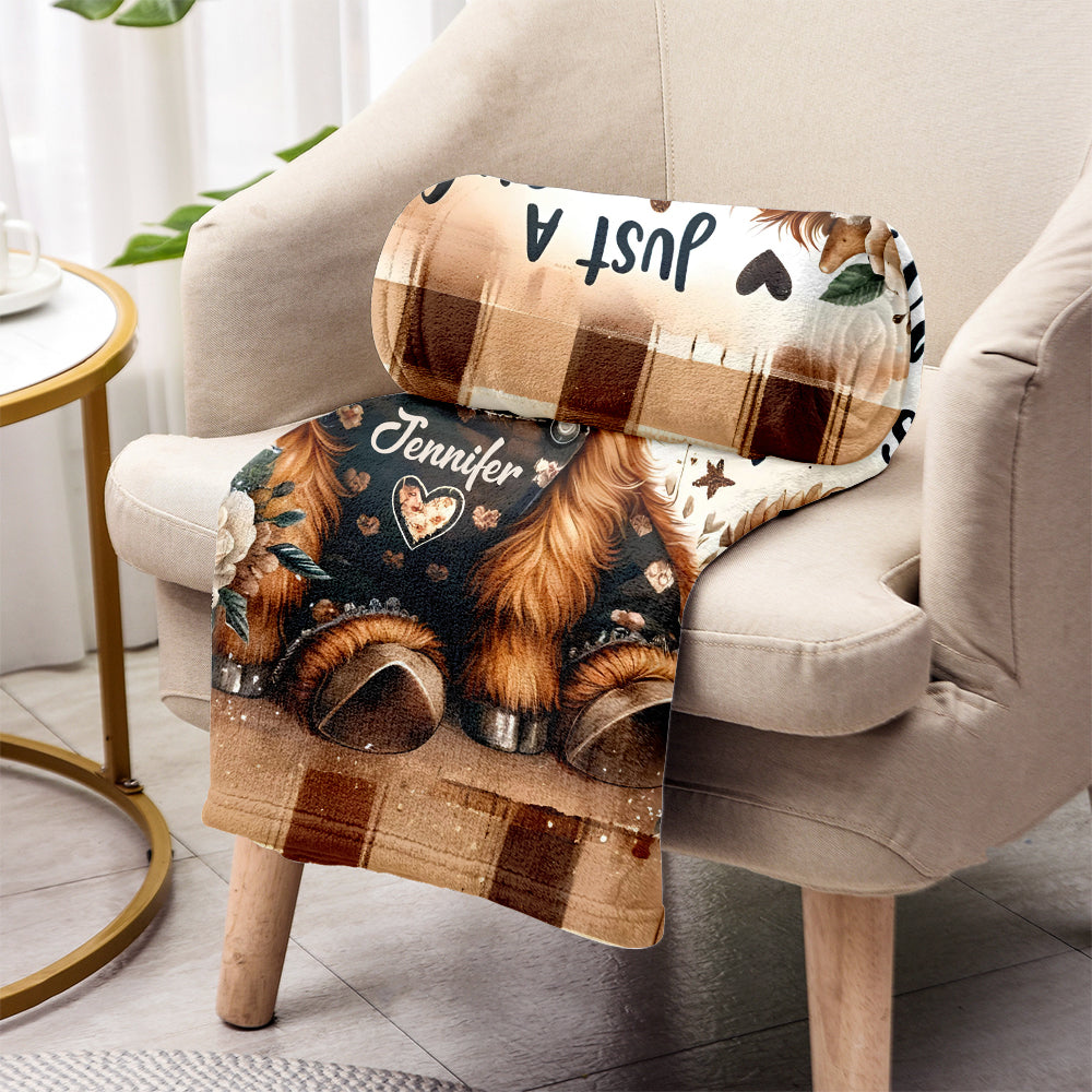 Personalisierte Decke für ein Mädchen, das Hochlandrinder liebt