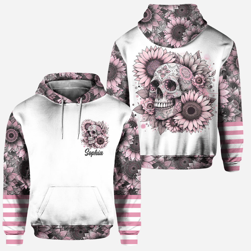 Sonnenblumen-Totenkopf – Personalisierter Totenkopf-Hoodie und Leggings