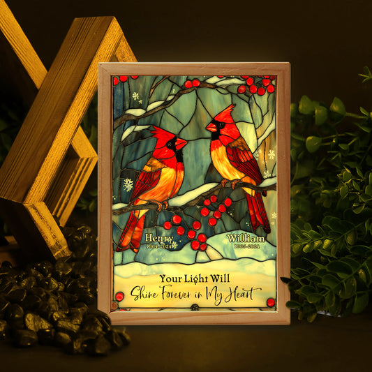 Dein Licht wird für immer in meinem Herzen leuchten – Personalisierter Gedenk-Bilderrahmen mit Leuchtkasten