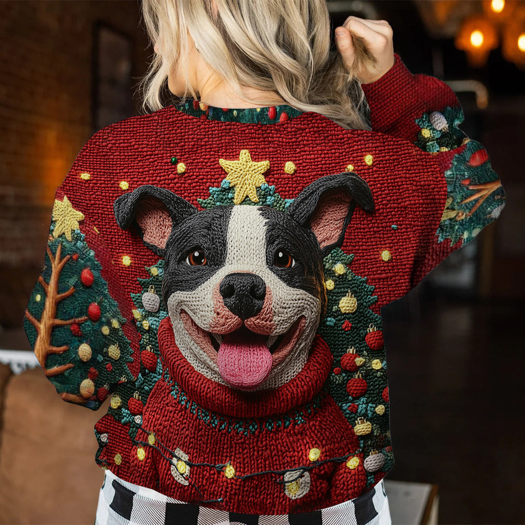 Lustiger Pitbull-Weihnachtspullover – personalisierter Hundepullover