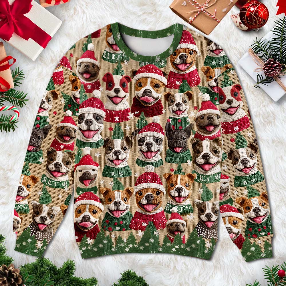 Christmas Pitbull Pattern - Dog Ugly Sweater