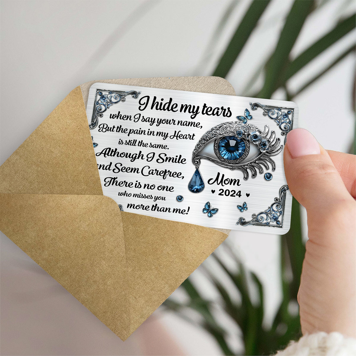 Ich verberge meine Tränen – Personalisierte Gedenkkarte für die Brieftasche