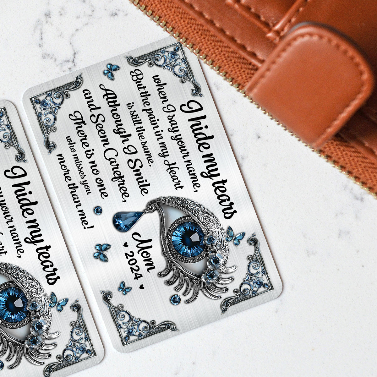 Ich verberge meine Tränen – Personalisierte Gedenkkarte für die Brieftasche