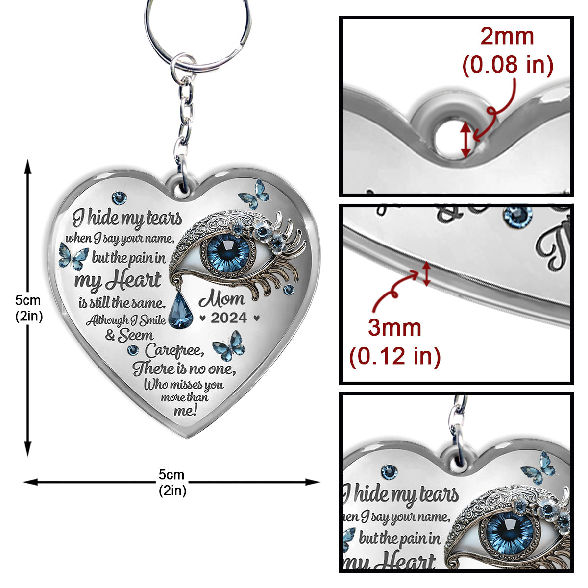 I Hide My Tears - Personalized Memorial Keychain