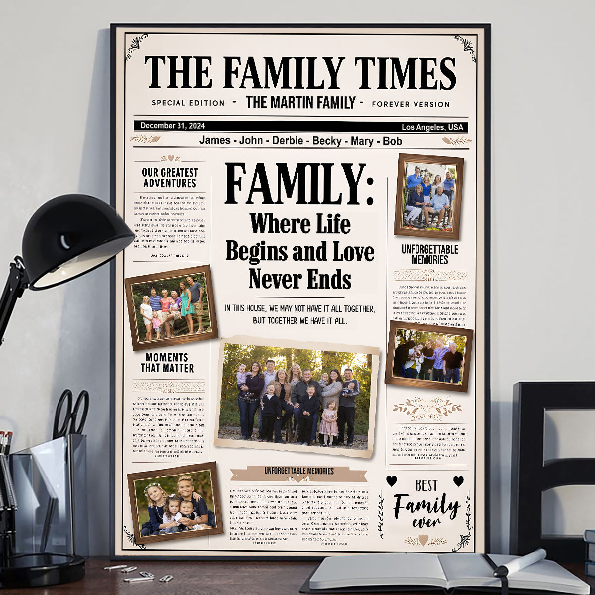 Familienzeitung – Personalisierte Leinwand und Poster für die Familie