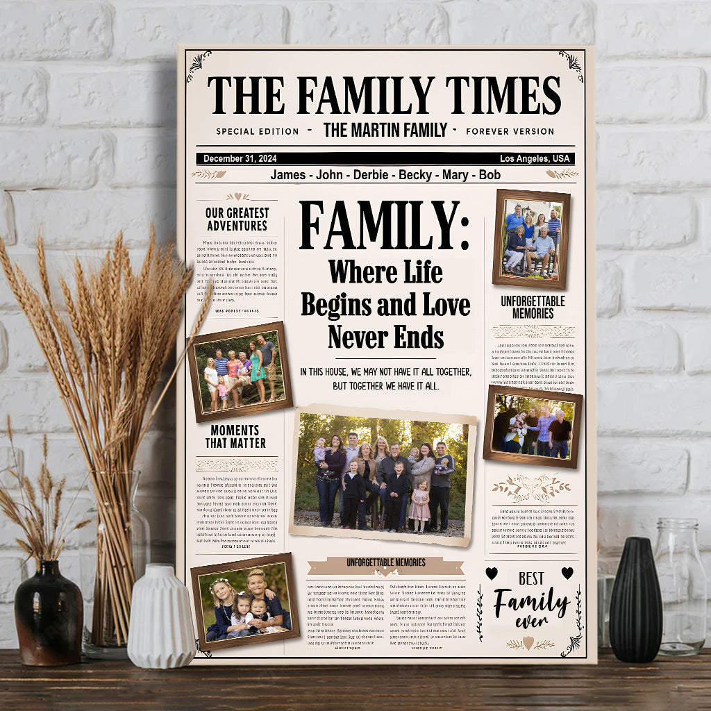 Familienzeitung – Personalisierte Leinwand und Poster für die Familie