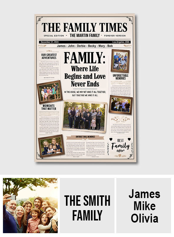 Familienzeitung – Personalisierte Leinwand und Poster für die Familie