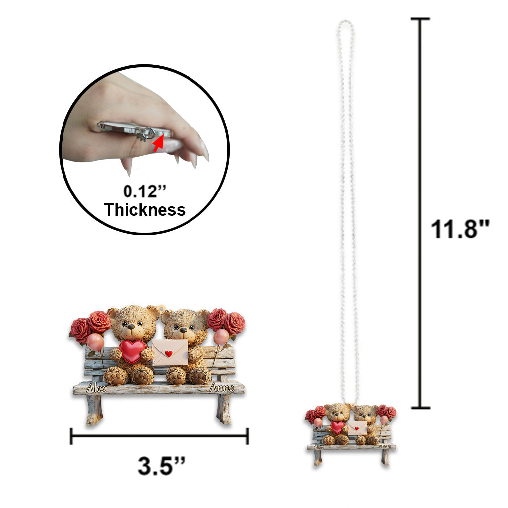 Niedliches Bärenpaar – Personalisierter Autoanhänger für Paare