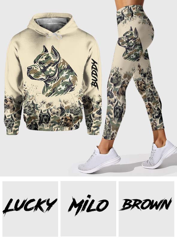 Pitbull Camouflage - Personalized Dog Hoodie and Leggings