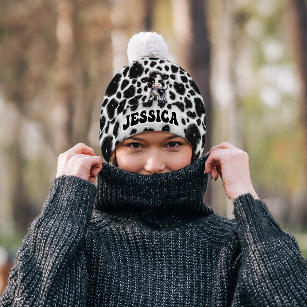 Moody Baby Cow - Personalized Cow Beanie Hat