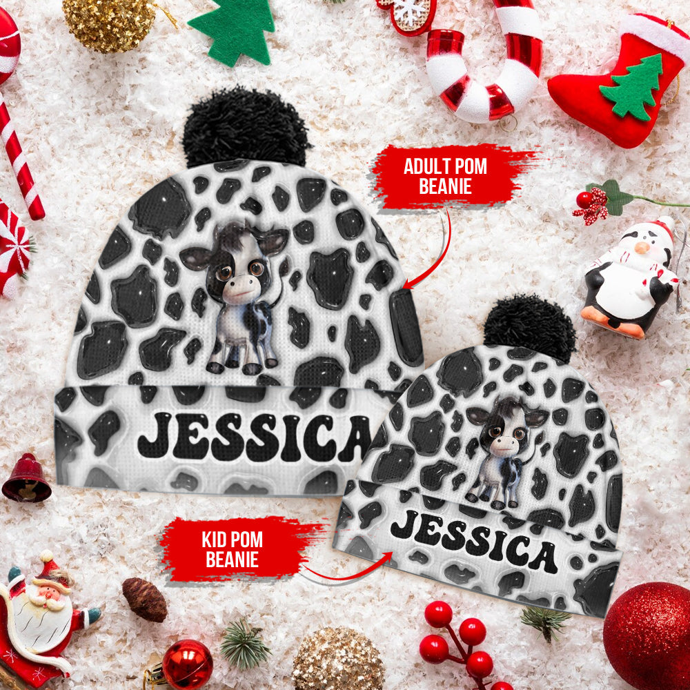 Moody Baby Cow - Personalized Cow Beanie Hat