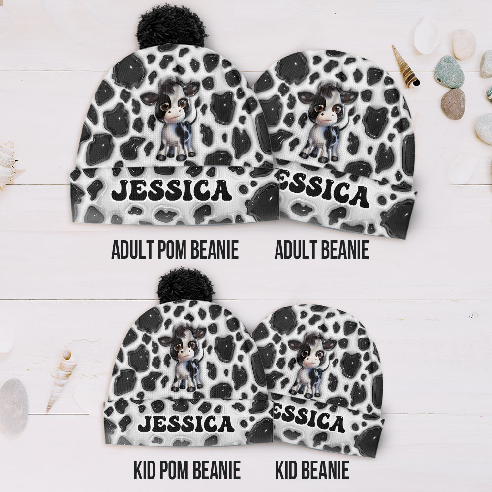 Moody Baby Cow - Personalized Cow Beanie Hat