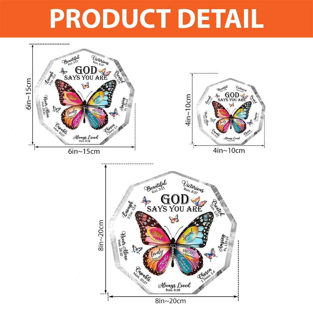 Gott sagt, du bist es – Personalisierte christliche Acrylplakette in individueller Form