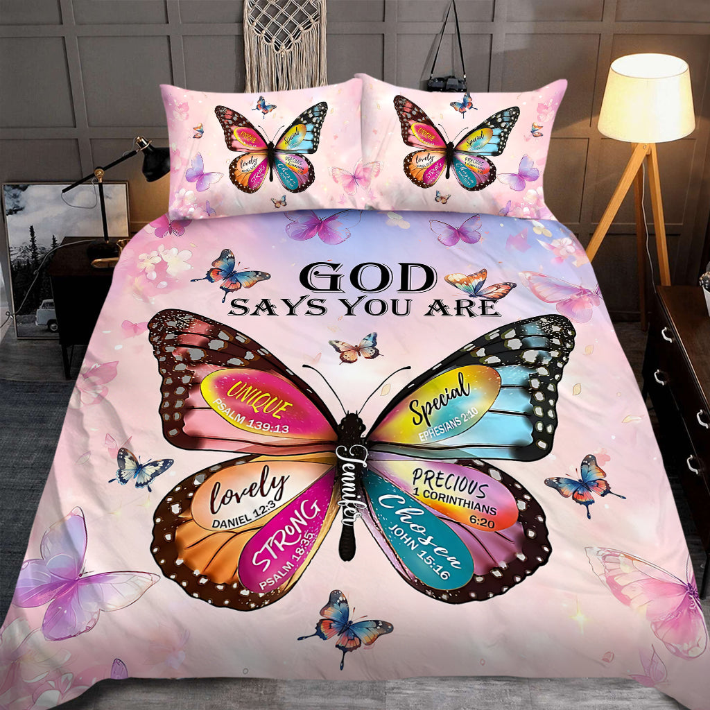 God Says You Are - Personalized Christian Quilt Set