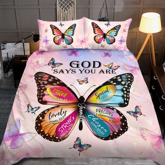 God Says You Are - Personalized Christian Quilt Set