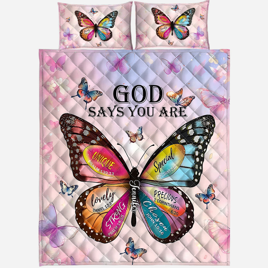 God Says You Are - Personalized Christian Quilt Set