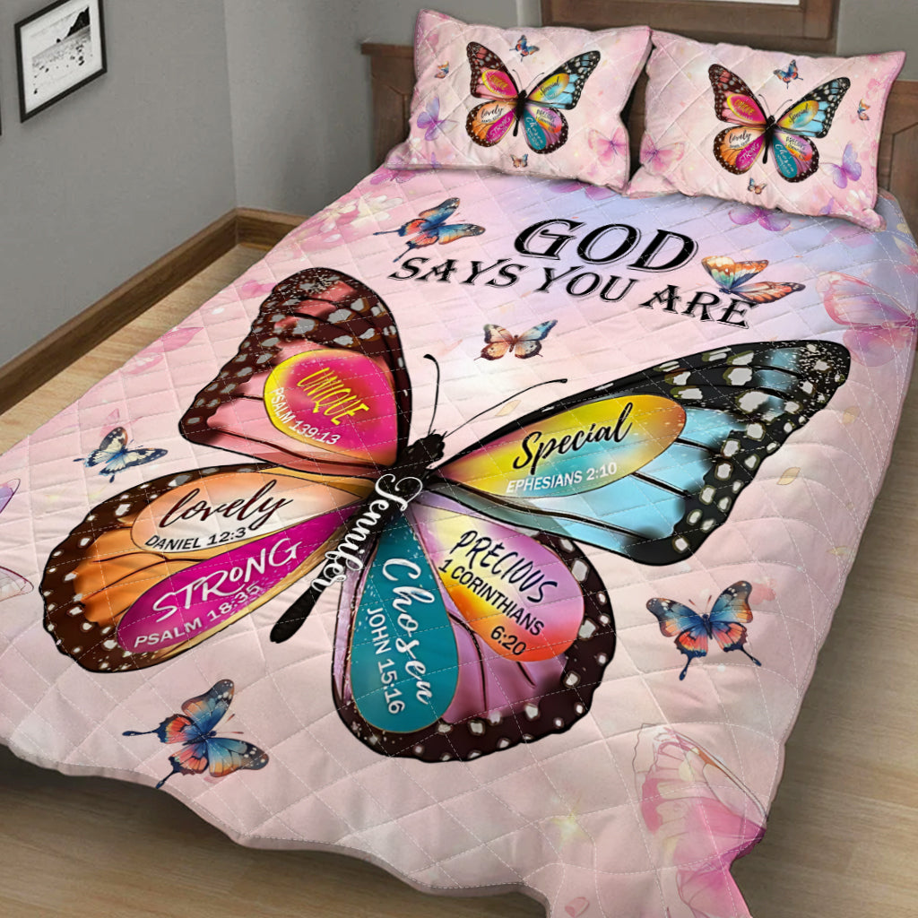 God Says You Are - Personalized Christian Quilt Set