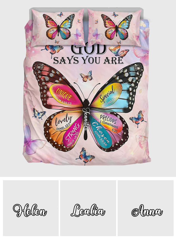 God Says You Are - Personalized Christian Quilt Set