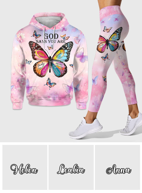 Gott sagt, du bist es – Personalisierter christlicher Hoodie und Leggings