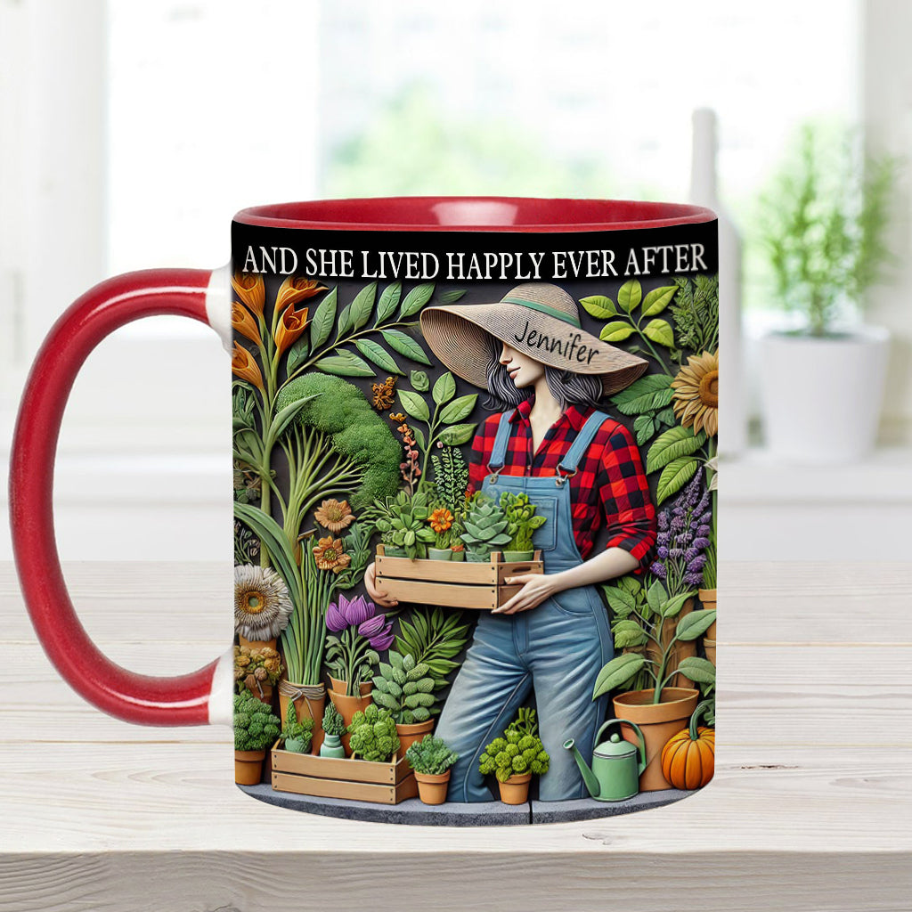 And She Lived Happily Ever After - Personalized Gardening Accent Mug