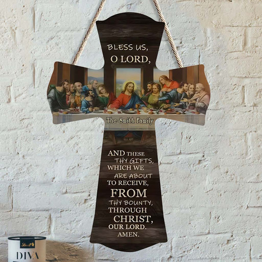 Segne uns, o Herr – personalisiertes christliches Holzschild in individueller Form