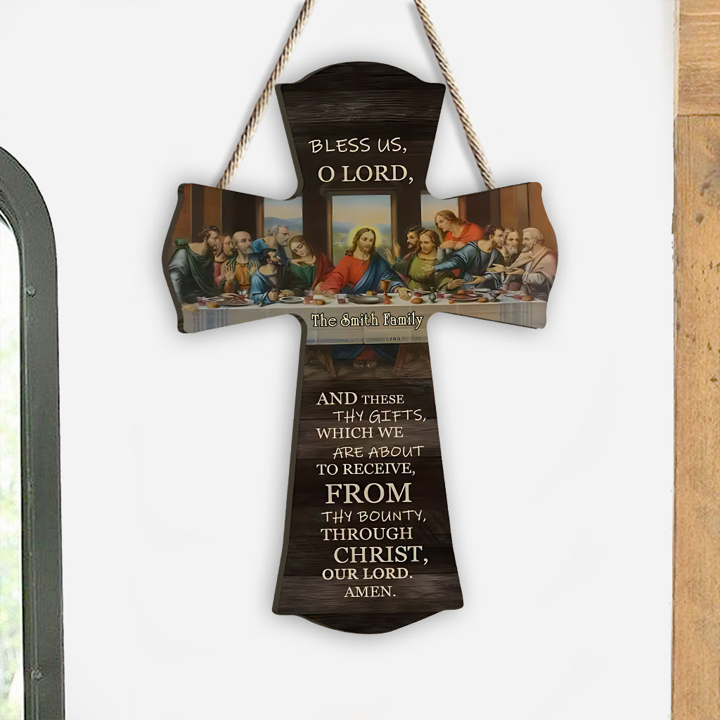 Segne uns, o Herr – personalisiertes christliches Holzschild in individueller Form