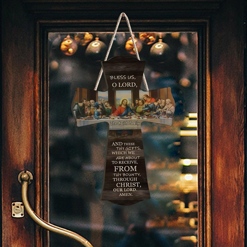 Segne uns, o Herr – personalisiertes christliches Holzschild in individueller Form