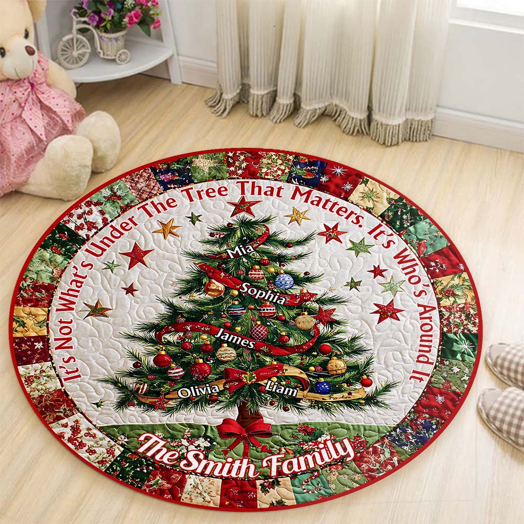 Frohe Weihnachten – Personalisierter runder Familienteppich