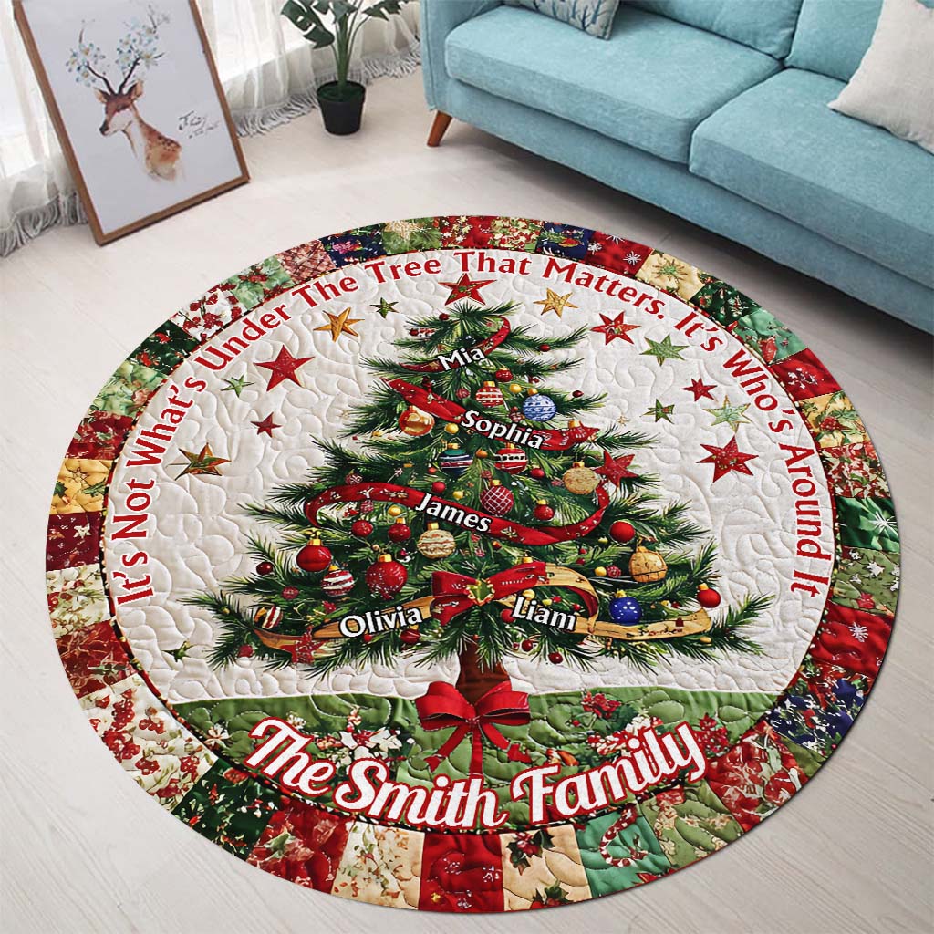 Frohe Weihnachten – Personalisierter runder Familienteppich