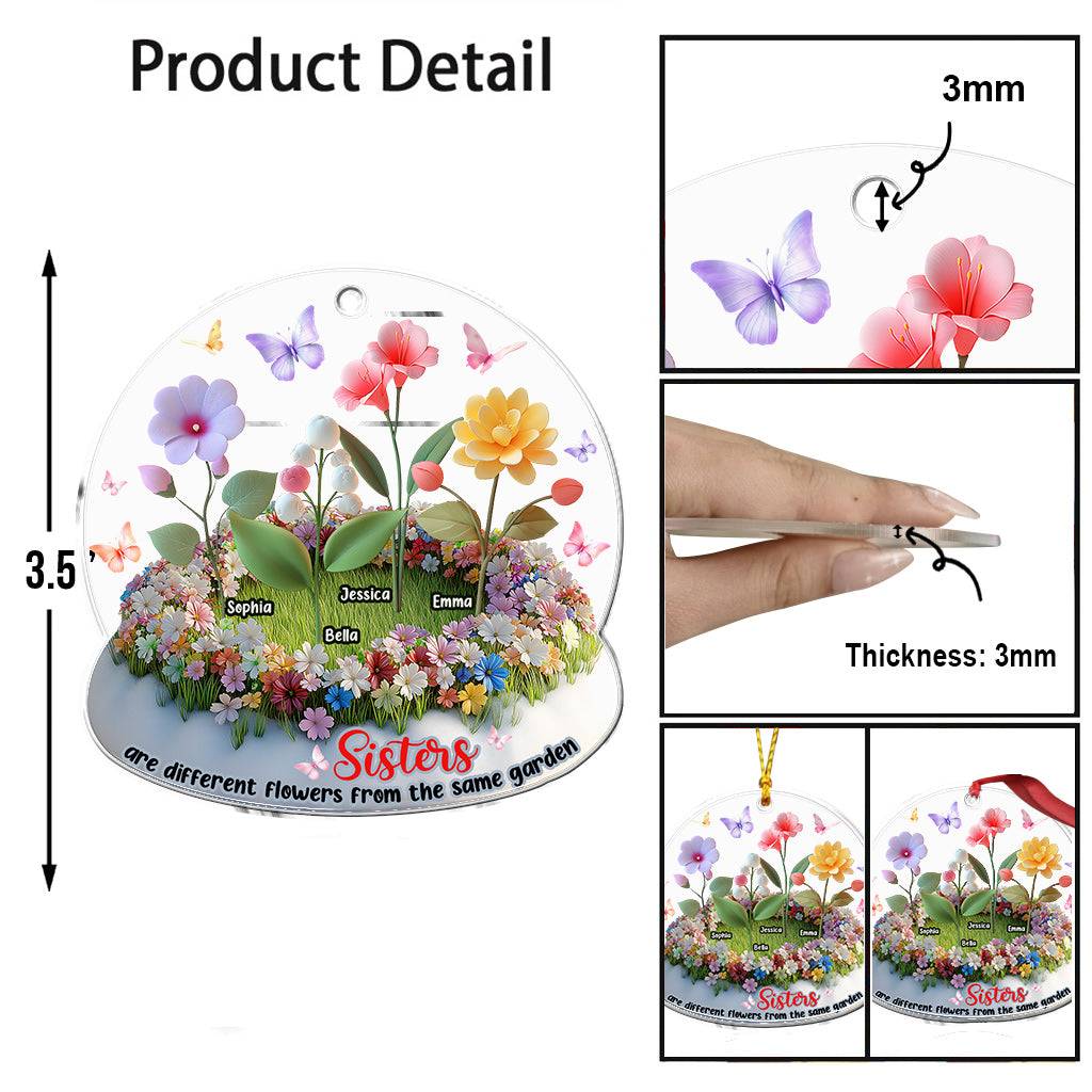 Schwestern sind verschiedene Blumen aus demselben Garten – personalisierter Schwester-Anhänger in individueller Form