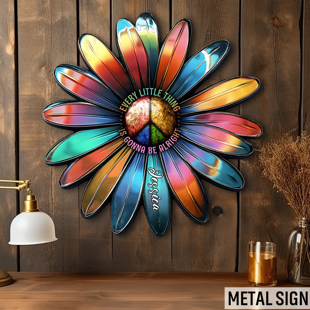 Alles wird gut – personalisiertes Hippie-Metallschild