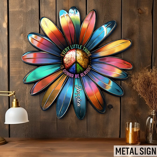 Alles wird gut – personalisiertes Hippie-Metallschild