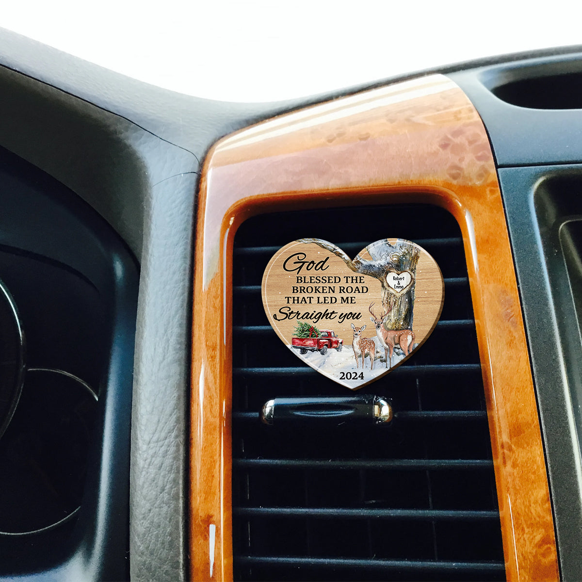 Gott segnete den holprigen Weg, der mich zu dir führte – personalisierter Auto-Sonnenblendenclip in Pärchenform