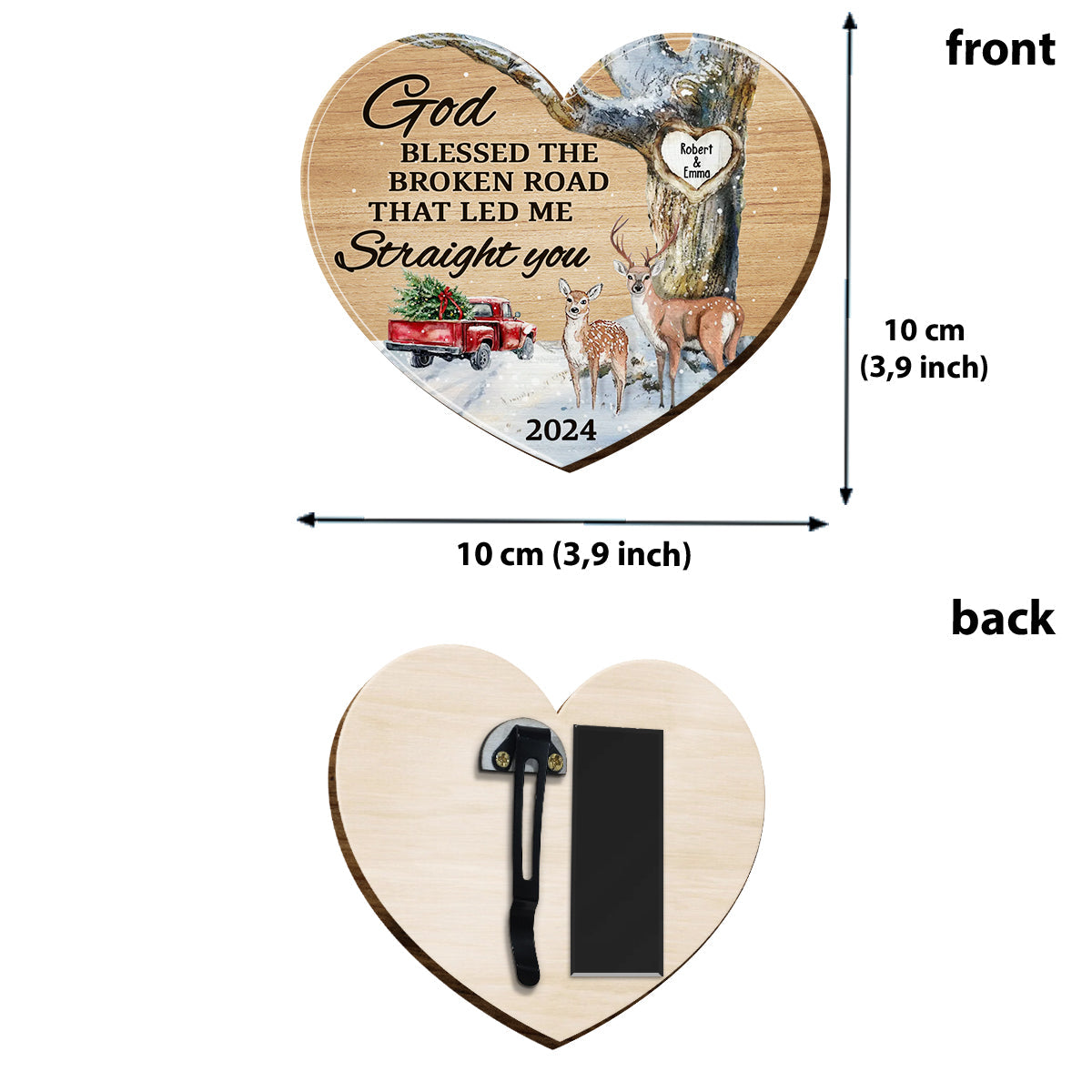 Gott segnete den holprigen Weg, der mich zu dir führte – personalisierter Auto-Sonnenblendenclip in Pärchenform